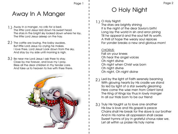 Christmas Carols Songs To Download Carols 12 Familiar Etsy