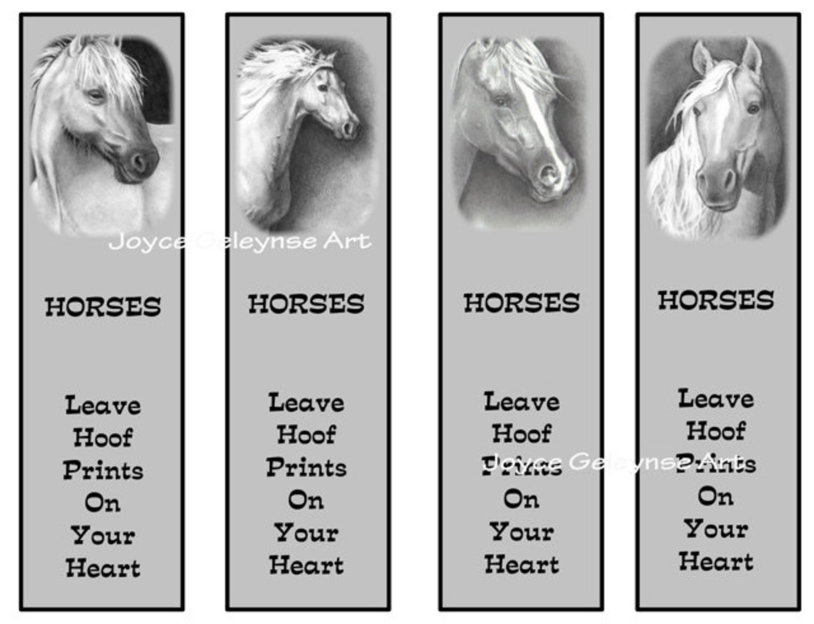 Printable Horse Bookmarks HORSES in Pencil Party Favors Etsy