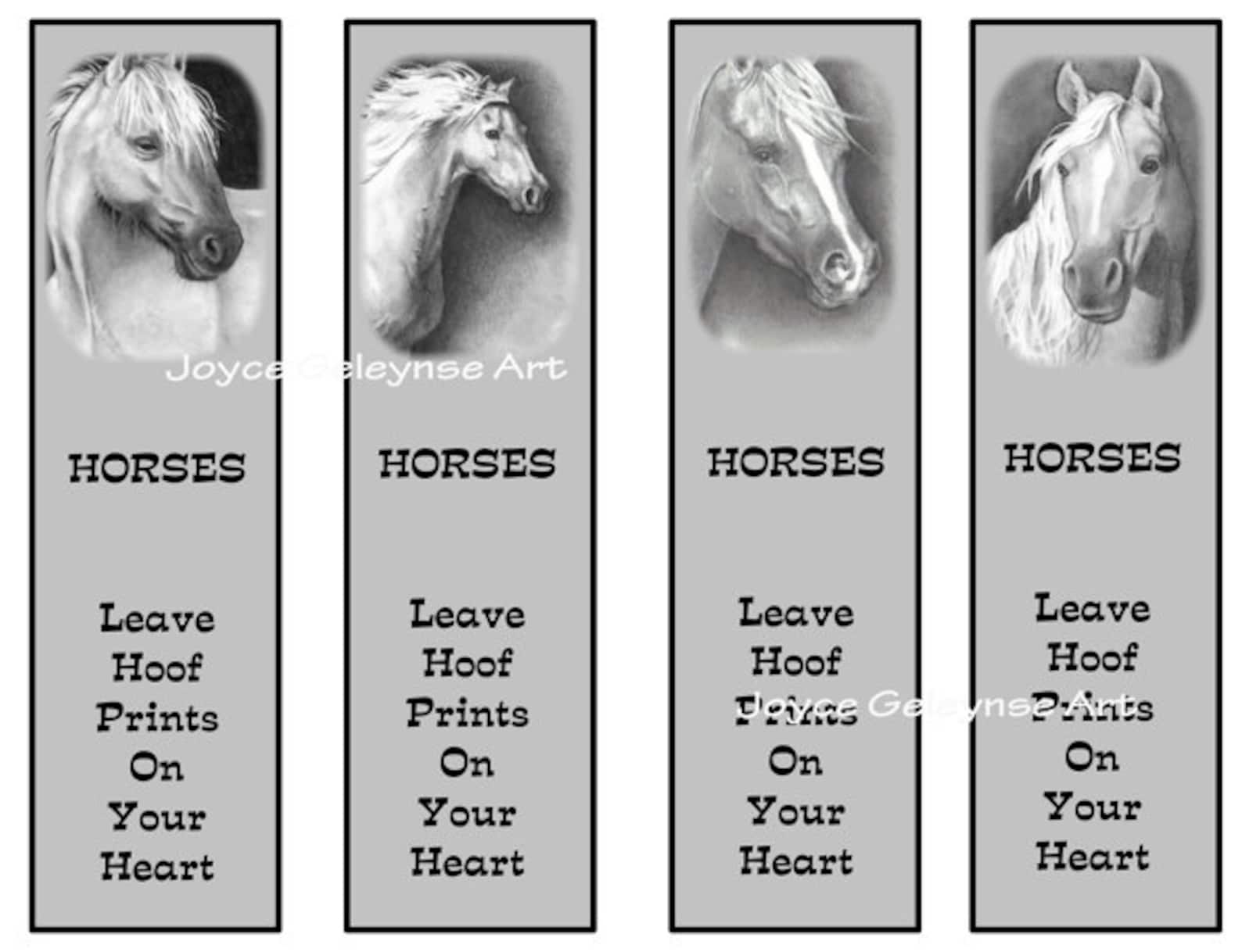 Printable Horse Bookmarks HORSES in Pencil Party Favors Etsy