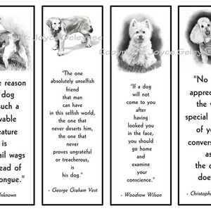 Printable Bookmarks, Dogs in Pencil With Quotes About Dogs, Black ...