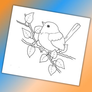 Contour de la peinture, petit oiseau à faire soi-même, croquis pour toile, fichiers numériques, page à colorier, animaux sauvages, peinture pour fête, dessin mignon, usage commercial