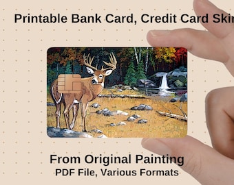 PRINTABLE Credit/Bank Card SKIN, Original Painting, DEER, Print & Cut, Gift Card, Commercial Use