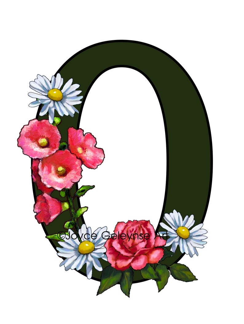 Letter O Initial Flower Covered Letter Alphabet Roses Etsy