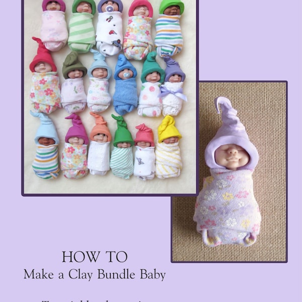 Make a Clay Baby How To E-Book PDF Art Tutorial Polymer Clay Sample Pages Digital Download 52 Photos Instructions Elf Hats Hobby