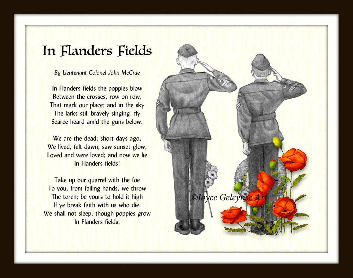 Printable Flanders Fields Poem by John McCrae Cadets image 1