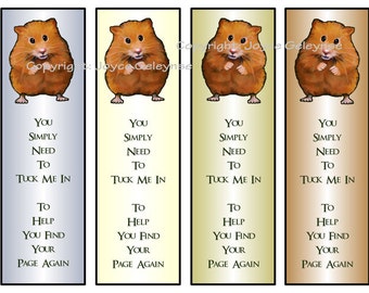 Printable Bookmarks Cute Hamster Reading Kids Party Favors Instant Download