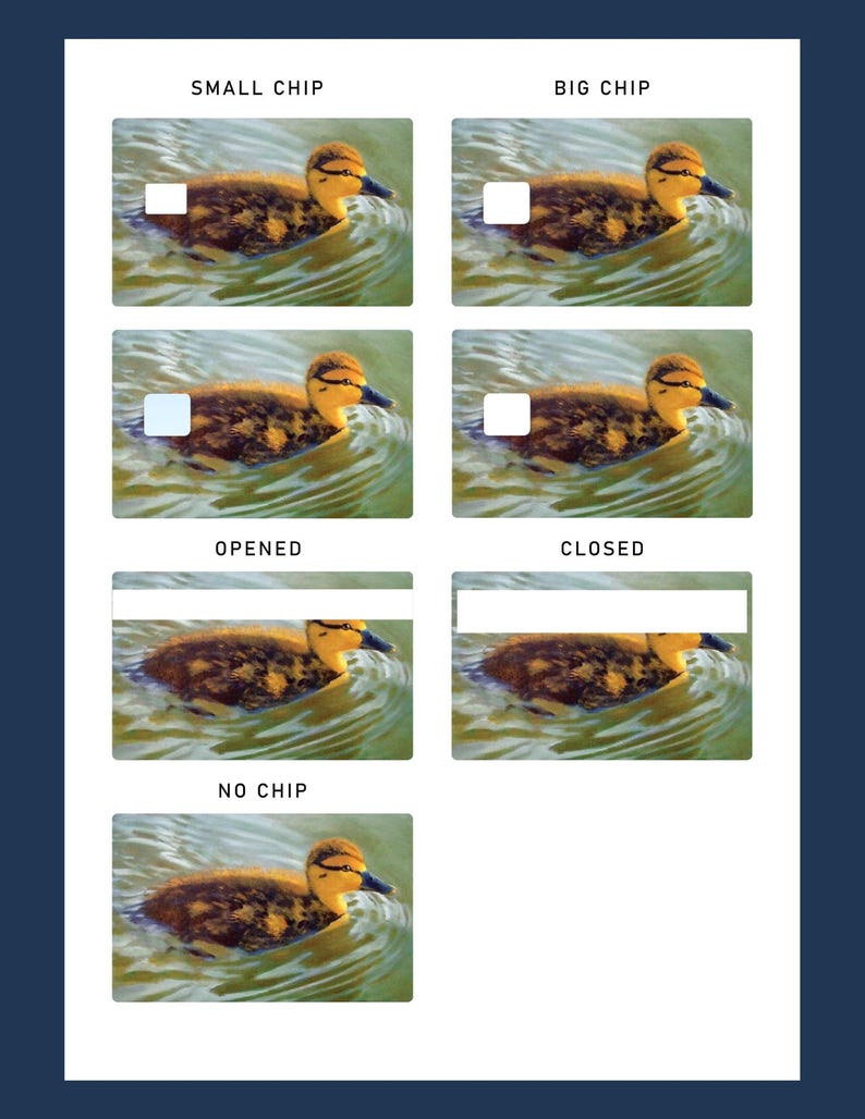 UTSKRIVBART Kredit-/Bankkortsskinn, Från Originalmålning, Ung Anka Simmar, Tryck och Klipp, Kommersiellt Bruk bild 2