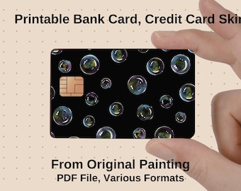 Utskrivbart kreditkortsskinn, originalmålning med bubblor (PDF-fil), kommersiellt bruk
