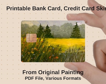 PRINTABLE Credit/Bank Card Skin, From Painting, FIELD in SUMMER, Print & Cut, Commercial Use