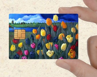 PRINTABLE Credit or Bank Card SKIN, Original Painting, Dutch TULIPS, Commercial Use, Various Formats