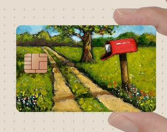 Printable Card Skin, Original Oil Painting, Red Country Mailbox (Digital Download)