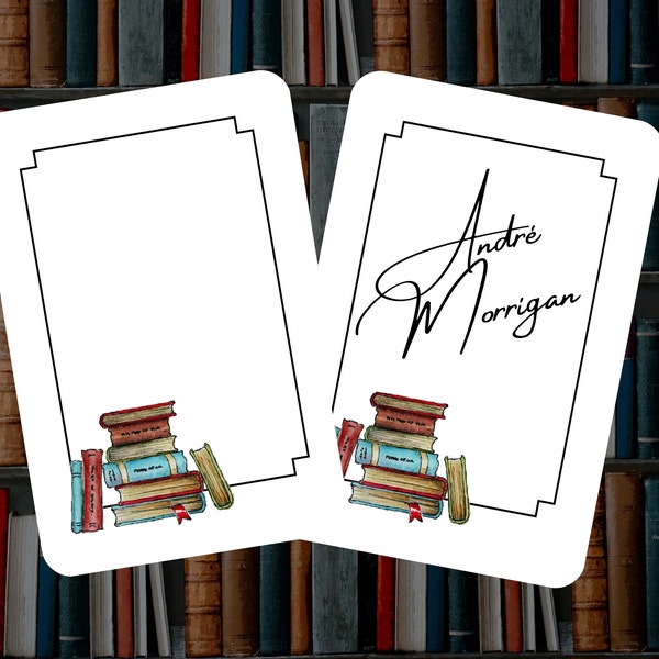 Autor Firma LIBRERÍAS Paquete de 10 o 20 3.5" x 5" Ilustración acuarela de LIBROS Etiquetas opacas Libros de autógrafos Abanico de libros
