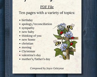 Printable Greeting CARD Verses: 70 ORIGINAL Rhyming Poems, Digital PDF File