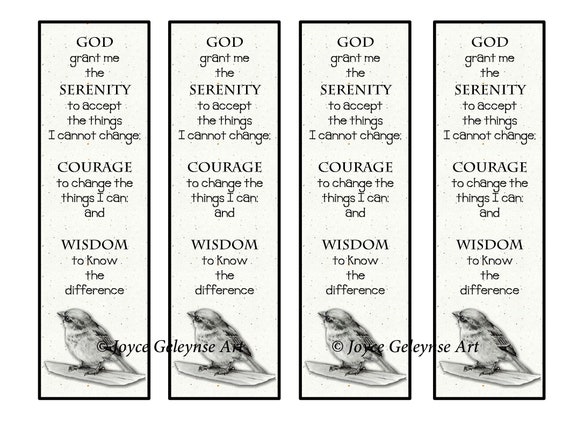 Printable Serenity Prayer Bookmark