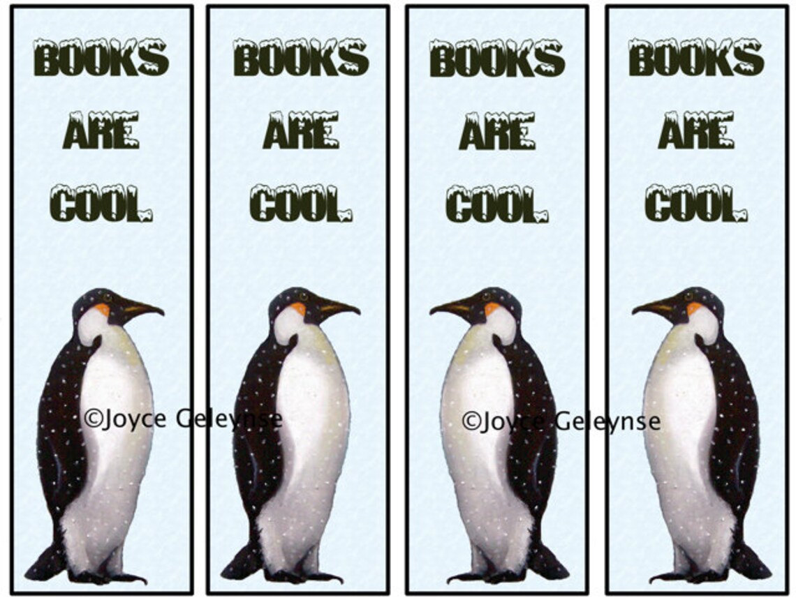 Printable Bookmarks Artwork of a Penguin Books Are Cool | Etsy