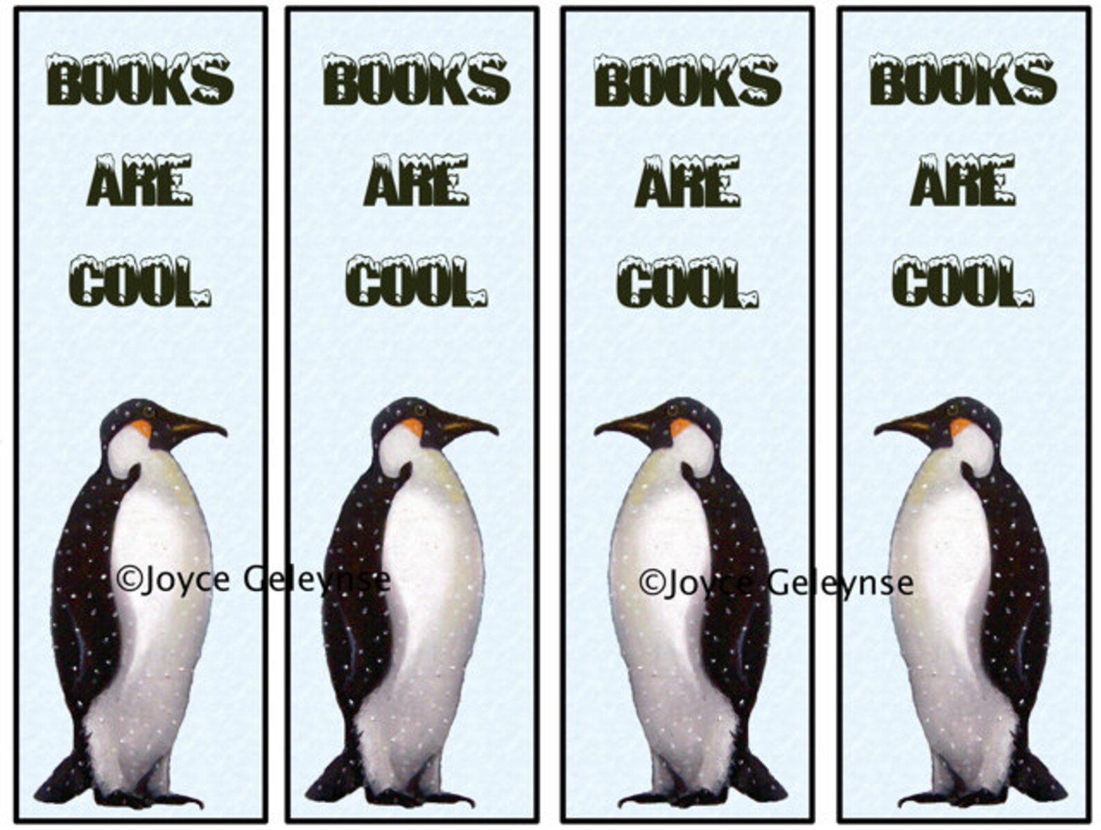 Printable Bookmarks Artwork of a Penguin Books Are Cool Etsy