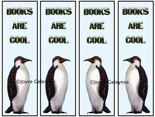 Bookmarks Printable Artwork of a Penguin Books Are Cool - Etsy