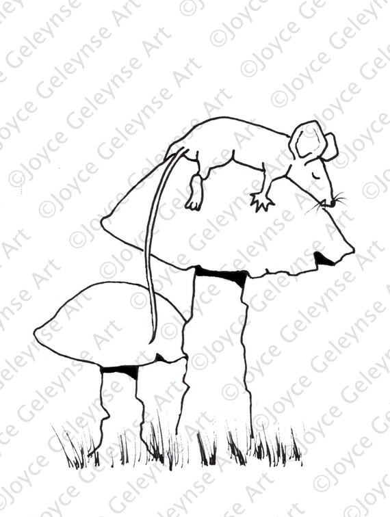 Items Op Etsy Die Op Slapen Mouse Kleurplaat Voor Volwassenen Muis