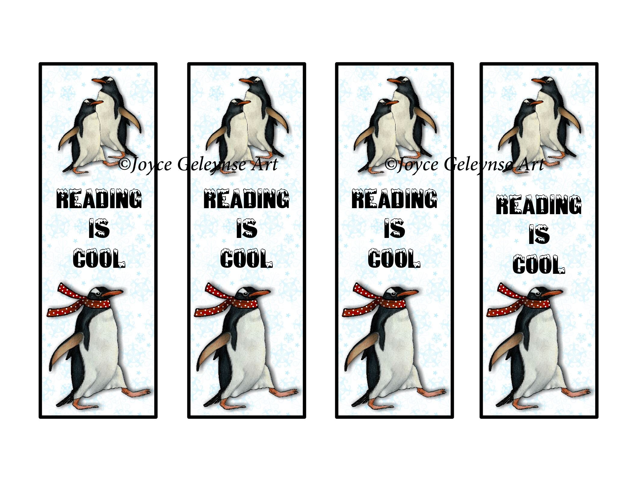 Printable KIDS Bookmarks PENGUINS Reading is Cool Encourage Etsy