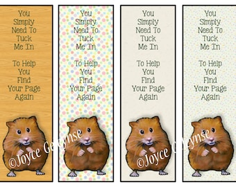 Hamster BOOKMARKS Digital Download Kids' Party Favors Reading for Children with Poem Verse Froom Original Art