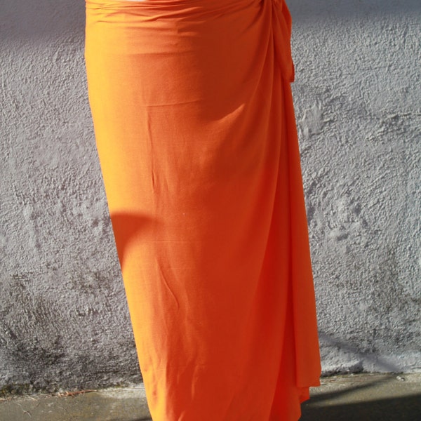 Orange color-Pareo-solid color-full or half  sized-rayon- sarong, pareau