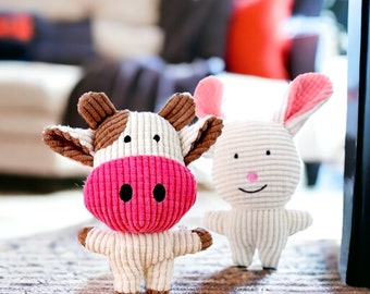 Jouet mignon pour chien qui grince | Jouets en peluche faits maison pour chiens, vache, lapin, cochon, éléphant | Animaux à mâcher pour chien siffleur | Cadeaux pour chiens