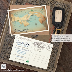 Save the Date - Panama - Vintage Map Postcard - Design Fee