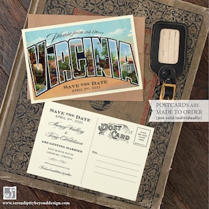 Save the Date - Leesburg, Virginia - Vintage Large Letter Postcard - Design Fee