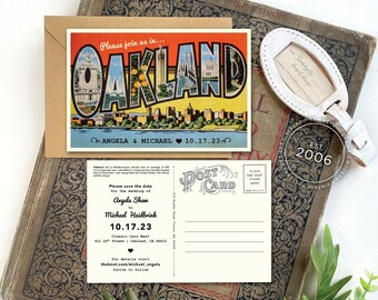 Save the Date - Oakland, California - Vintage Large Letter Postcard - Design Fee