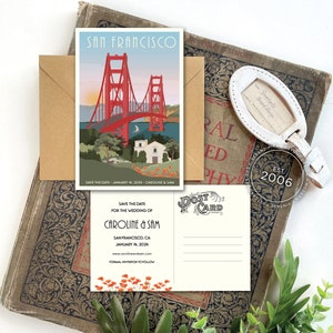 Save the Date - San Francisco California - Vintage Poster Postcard - Design Fee