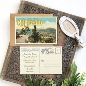Save the Date Golden, Colorado Vintage Travel Postcard Design Fee image 1