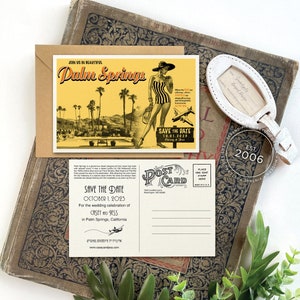 Save the Date - Palm Springs, California - Vintage Poster Postcard - Design Fee