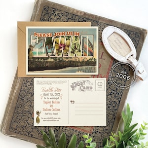 Save the Date - Hawaii - Vintage Large Letter Postcard - Design Fee