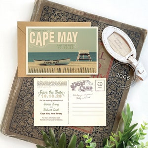 Save the Date - Cape May, New Jersey - Vintage Travel Postcard - Design Fee