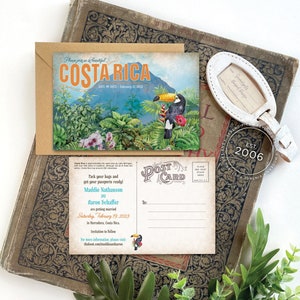 Save the Date Costa Rica Vintage Watercolor Design Fee image 1