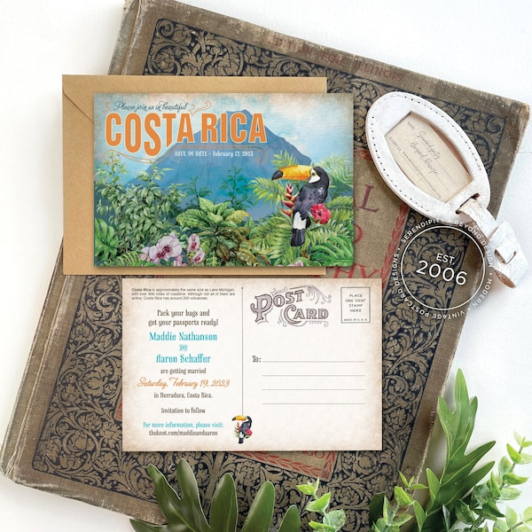 Save the Date - Costa Rica - Vintage Watercolor - Design Fee