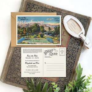 Save the Date - Palm Springs, California - Vintage Travel Postcard - Design Fee