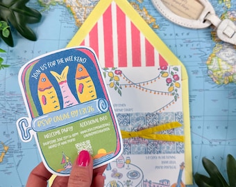 Colorful and Illustrated Portugal Wedding Invitation -  Design Fee