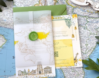 Custom Indian Fusion Watercolor Wedding Invitation - Design Fee