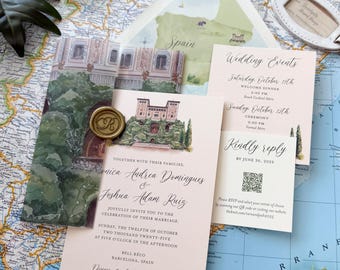 Bell Recó Custom Watercolor Invitation (Barcelona, Spain) - Design Fee