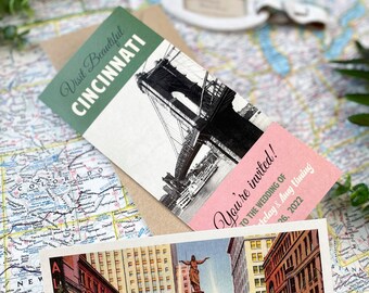 Visit Cincinnati Retro Travel Brochure Wedding Invite (Ohio) - Design Fee
