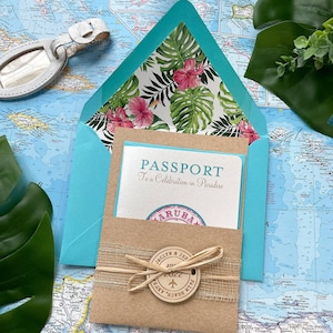 Aruba Passport Destination Wedding Invitation (Palm Beach) - Design Fee