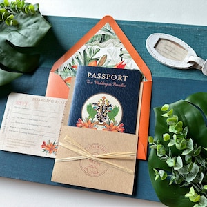 Caribbean Passport Destination Wedding Invitation (St Lucia) - Design Fee