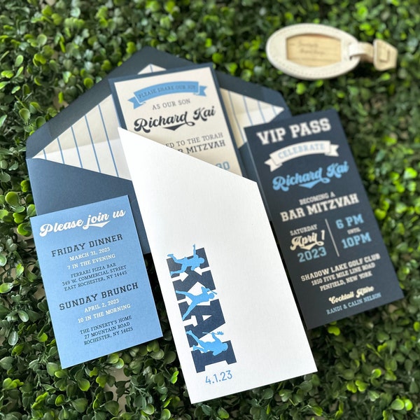 Baseball Ticket Theme Bar Mitzvah Invitation (Sports Theme) - Design Fee