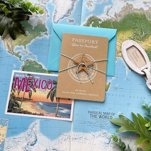 Vintage Passport Destination Wedding Invitation (Playa del Carmen - Mexico) - Design Fee