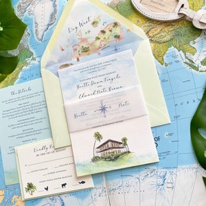 Key Lime Watercolor Wedding  Invitation, Hemingway House (Key West, Florida) - Design Fee
