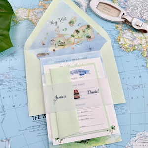 Key Lime Watercolor Wedding  Invitation, Hemingway House (Key West, Florida) - Design Fee