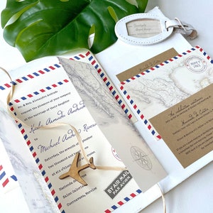 Vintage Air Mail Destination Wedding Invitation (Mexico) - Design Fee