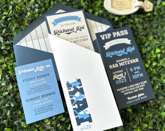 Baseball Ticket Theme Bar Mitzvah Invitation (Sports Theme)