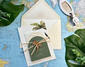 Palm Tree Wedding Invitation, Tropical Wedding Invite, Destination Wedding Suite (Islamorada, Florida)